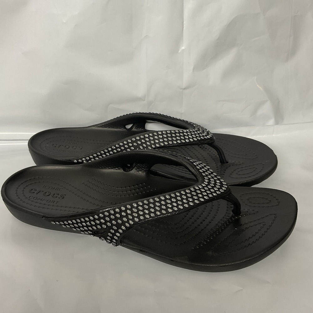 Crocs Kadee II Jewels Black Flip Flops Summer Sandal Women's US W 10 NEW